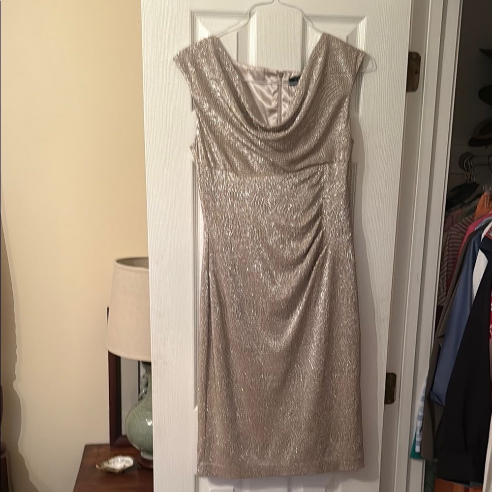 Ralph Lauren Shimmering Silver Midi Dress